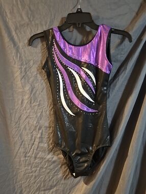 ZKQL GIRLS BLACK/PURPLE LEOTARD: NEW WITH TAGS: Size 14